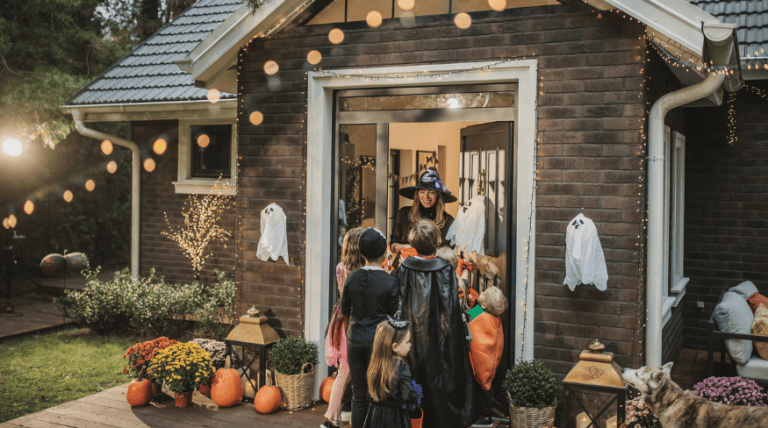 Neighborhood kids trick-or-treating